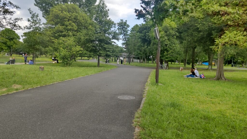 公園を歩く